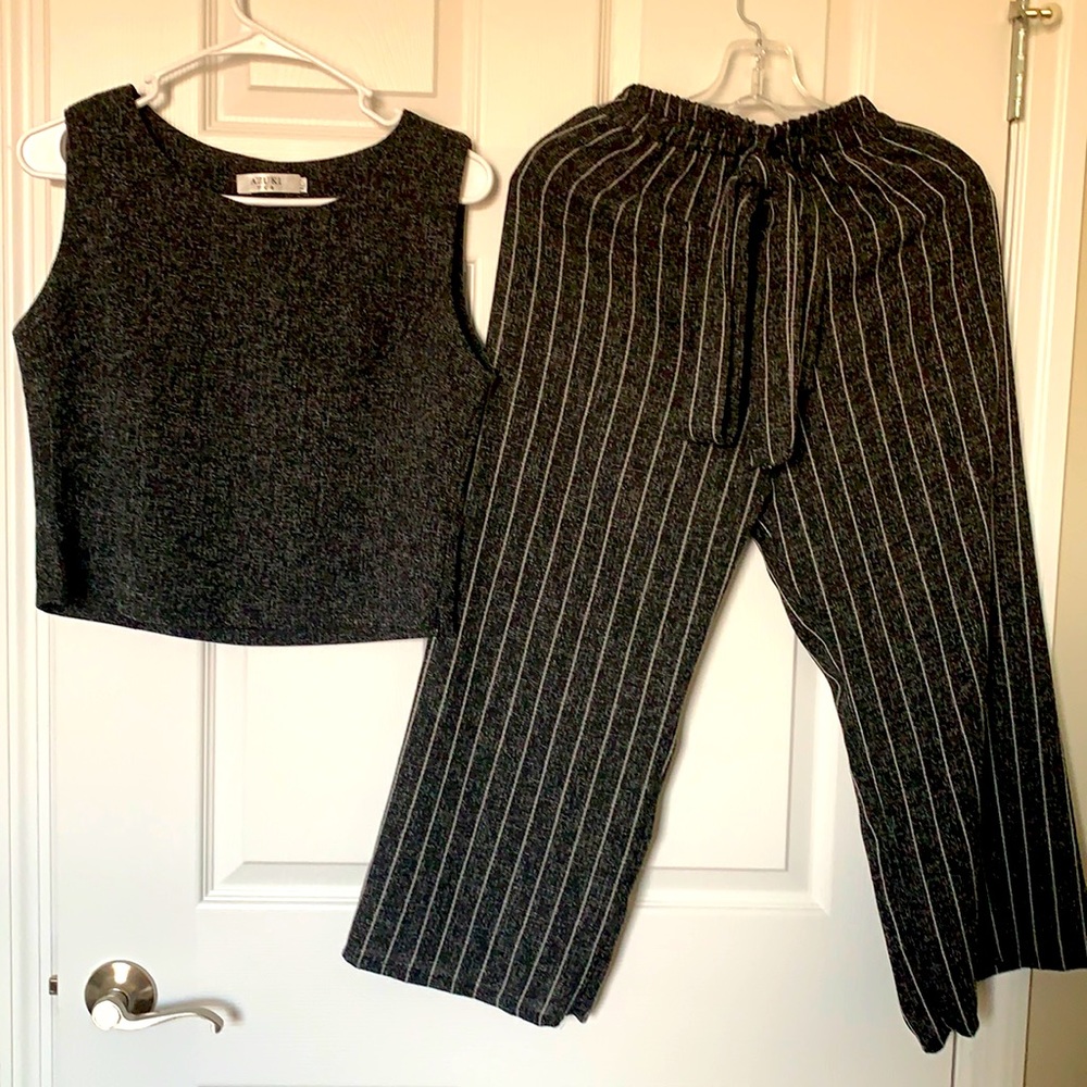 Black stripes palazzo set worn only once